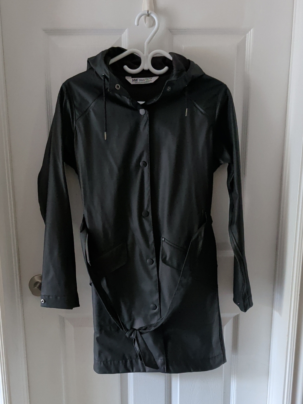 Helly Hansen Black Hooded Trench/Rain Coat with Front Pockets